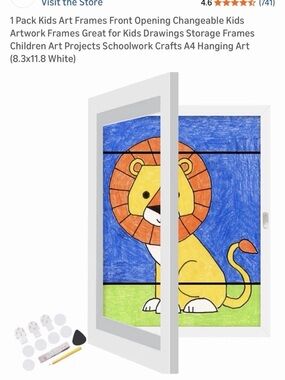 Kids Front-Opening Art Frame for Wall - White